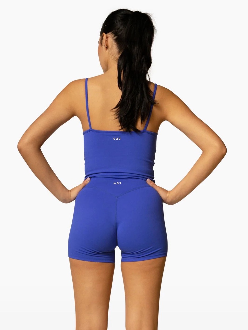 437 Womens Electric Blue Crop Tank and Bike Shorts Set